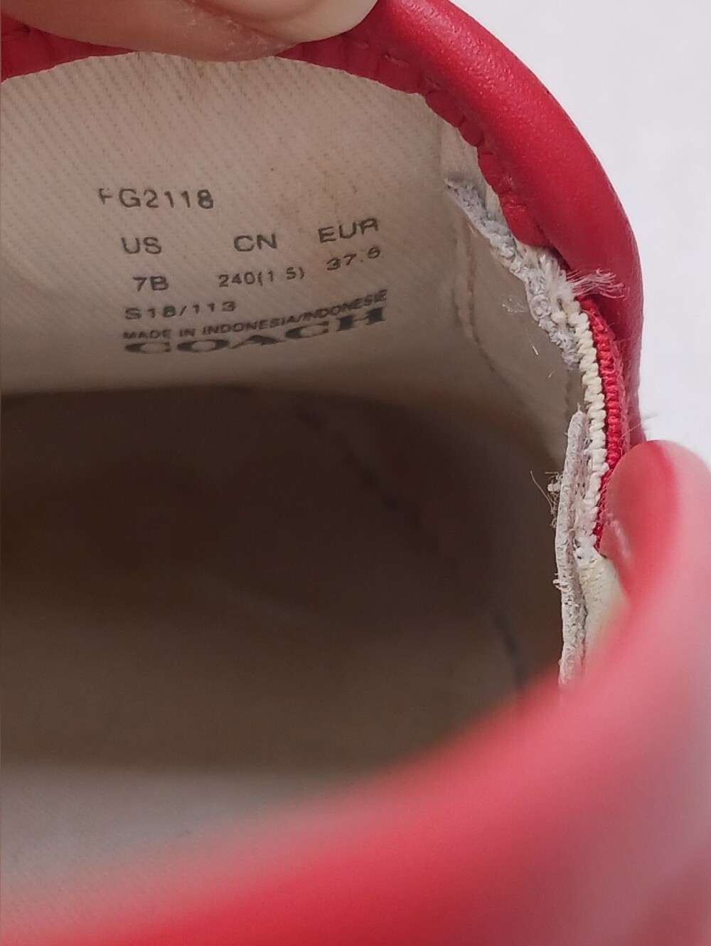 Coach FG2118 Red Leather Slip-On Comfort Shoes Sneaker Women's Size 7B EU37.5 - Picture 13 of 16